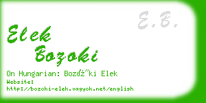 elek bozoki business card